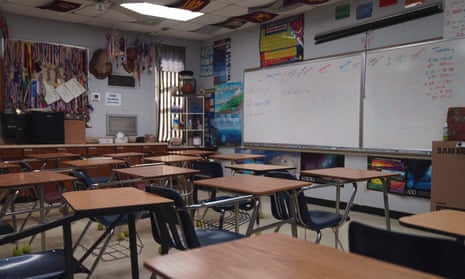 An empty classroom in Utopia, Texas. 