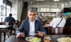 Local resident and London mayor Sadiq Khan enjoys a meal at the Lahore Karahi.