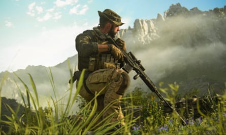 realistic video game image of man in fatigues with gun