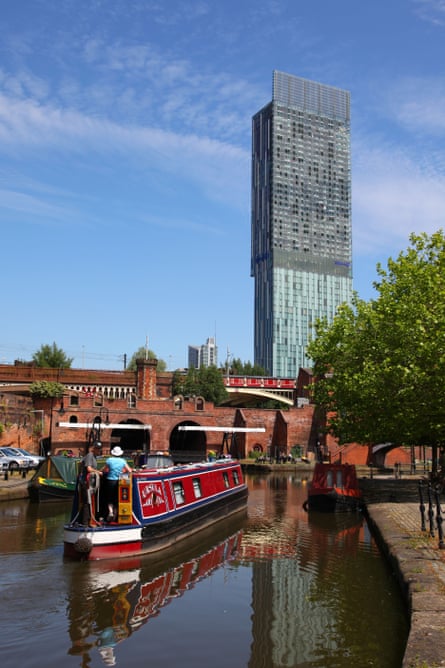 Manchester’s Beetham Tower looms above the Bridgewater canal.
