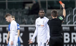Borussia Mönchengladbach’s Marcus Thuram has apologised for spitting. His action led to this red card against Hoffenheim.