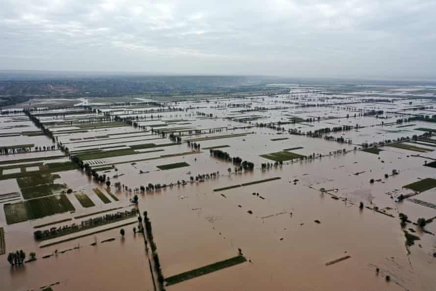 The flooded Yellow River beach is seen near Lianbo Village in Hejin City, Shanxi province.