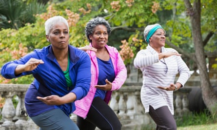 An estimated 150m people around the world practice tai chi. Posed by models.