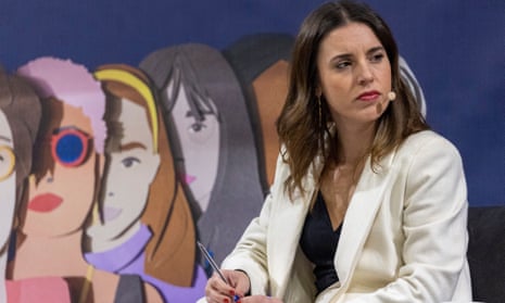 Spain’s equality minister, Irene Montero, attends a presentation of the state strategy to combat gender violence last week