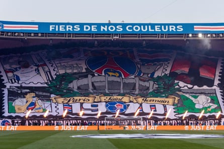 Paris Saint-Germain tifo before the Paris Saint-Germain v Arsenal UEFA Champions League Semi-final 2nd leg at the Parc de Princes, Paris, France on 7 May 2025, emphasizing the year of their founding.