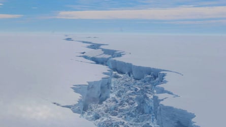 A rift in an Antarctic ice shelf