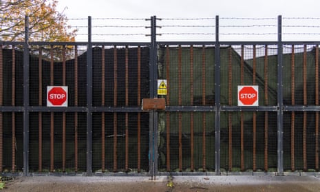 Covered-up entrance at Manston asylum centre in Kent