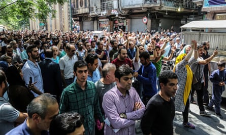 Protesters in Tehran’s Grand Bazaar voice anger over Iran’s economic problems.