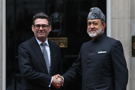 Andy Burnham meeting Haitham bin Tarik, the Sultan of Oman, in Downing Street this afternoon.
