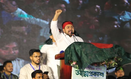 Nahid Islam, leader of the newly founded Jatiya Nagarik Party, at the party’s launch in Dhaka.