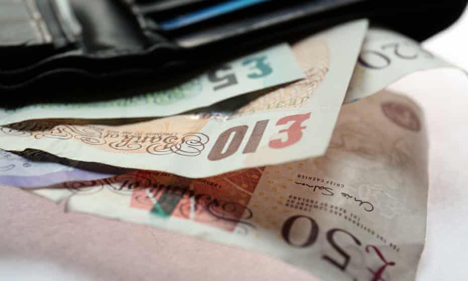 British pound notes in a wallet