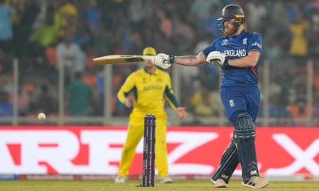 England’s Ben Stokes plays a shot on his way to his half-century.