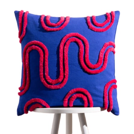 Furn Heya Home Archie Tufted Cushion Cobalt/Pink