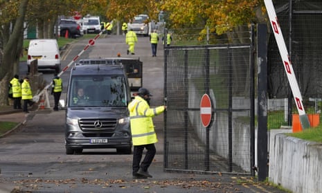 Members of the home affairs select committee are driven away following visit to Manston immigration  facility