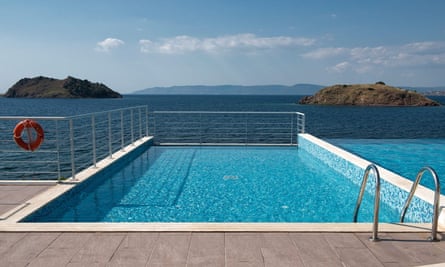 Pool overlooking the sea at Little Bird, Lesvos, Greece