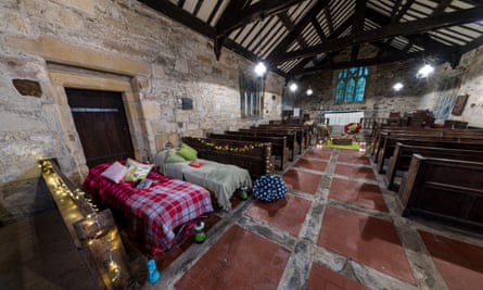 Beds inside St Leonard’s Church at Old Langho