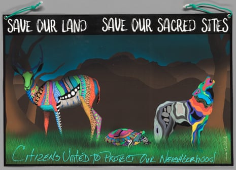 a drawing of animals on gras s