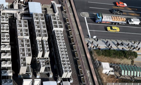Multiple air-conditioning units on a Tokyo roof. 