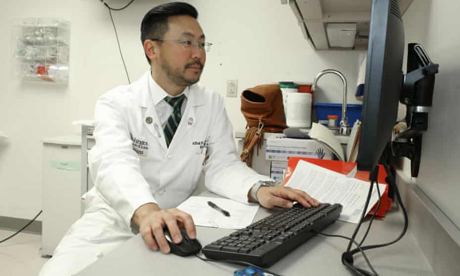 Alfred Kim, a rheumatologist, at work at Washington University in St Louis.