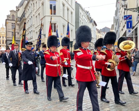 Lt Col Guy Bartle-Jones marching in Brussels with the Welsh guards.