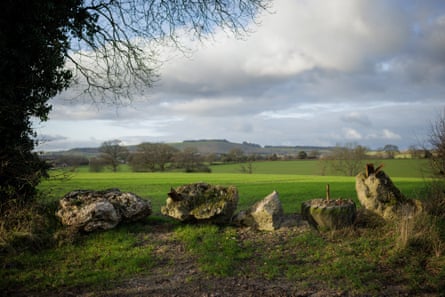 Barricade made of large lumps of concrete