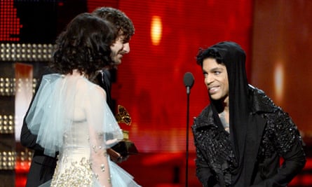 Gotye, Kimbra and Price speak onstage during the 55th Annual Grammy Awards in 2013 in Los Angeles, California.