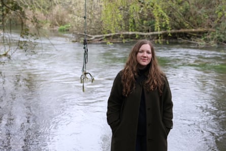 Eliza Holland next to the River Itchen at Twyford