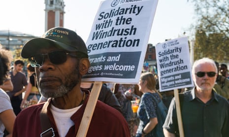 Marchers at a Windrush rally in London.