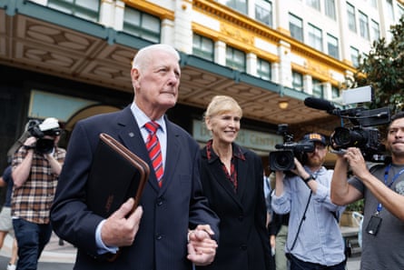 Len and Sue Roberts-Smith leaving the Downing Centre