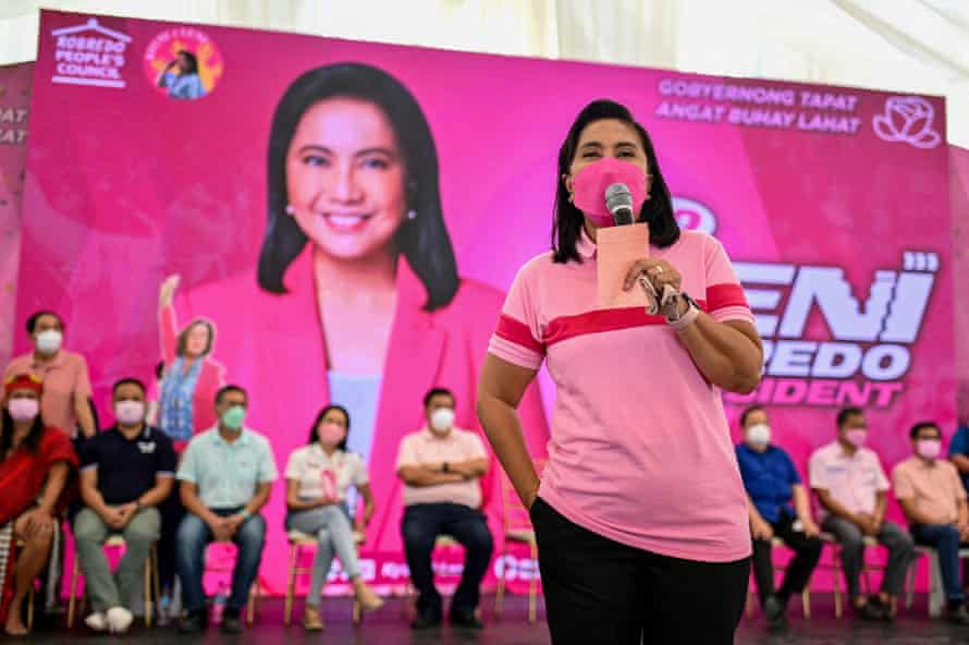 Leni Robredo speaks during a campaign rally in Quezon City in February.
