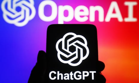 Illustration of chatgpt on phone in front of OpenAI logo