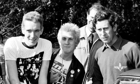 Prince Charles chats with punk rockers after a Polo match in 1979.