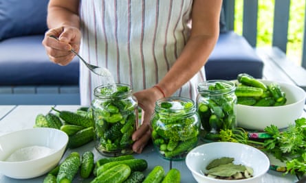 Glass jars are perfect for preserving cucumbers.