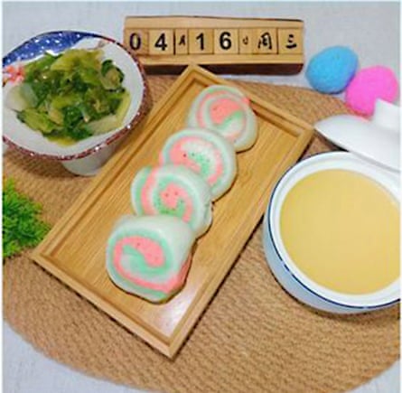 A Weibo screengrab of brightly coloured kindergarden food that had lead paint colourants added to it by kitchen staff