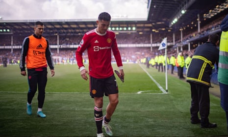 Cristiano Ronaldo left the field with a limp as he walked down the Goodison tunnel. 