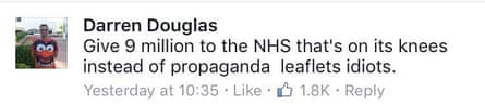 Give 9 million to the NHS that’s on its knees instead of propaganda leaflets, idiots
