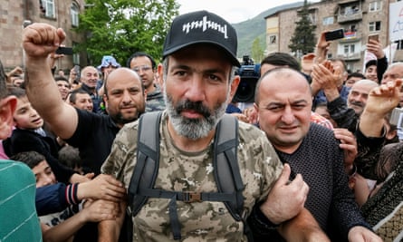 Pashinyan at a rally in the town of Ijevan, Armenia, in April 2018.
