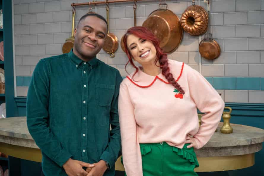Liam Charles and Stacey Solomon in Bake Off: The Professionals.