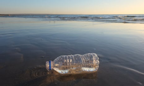 A plastic bottle littering a beach in Melbourne, Australia. More than 8m tonnes of plastic end up in our oceans each year. 