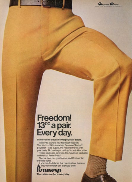 An advert for polyester trousers/slacks