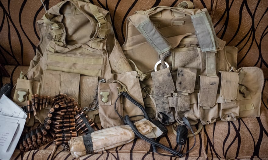 Suicide vests were left behind in the former Isis command centre in Ba’aj.