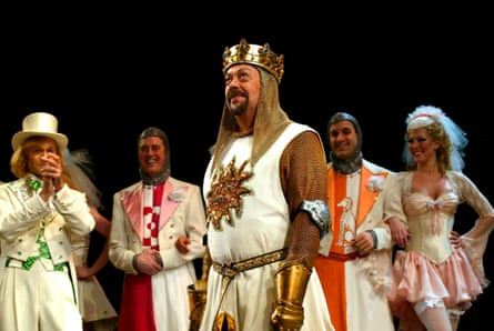 Tim Curry on stage in Spamalot