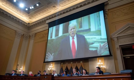 A video of Donald Trump played at the hearing on Capitol Hill in Washington DC Thursday.