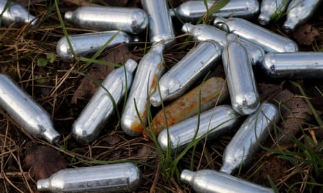 Discarded nitrous oxide cylinders
