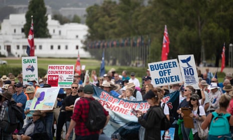An anti-renewable energy rally on the front lawns of Parliament House in Canberra on Tuesday