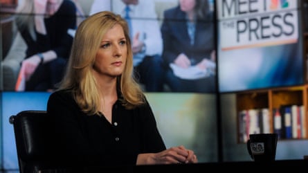 Kathy Ruemmler wears a black shirt in a TV studio