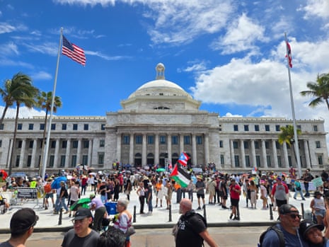 No Kings day protesters gather in San Juan, Puerto Rico.
