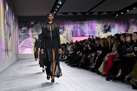 Models sport looks inspired by Josephine Baker and the roaring 20s at Dior’s spring/summer 2023 show at Paris fashion week.