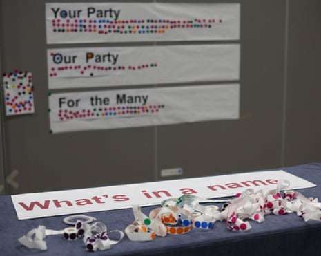 Votes for the party name on display during the Your Party conference in Liverpool