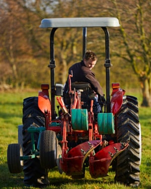 Ashley Boyles aboard his tractor and plough.